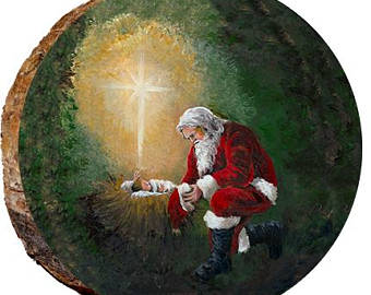 340x270 Manger Etsy - Kneeling Santa Painting