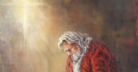 481x252 Santa And Baby Jesus Jolly Ol' St. Nicholas - Kneeling Santa Painting