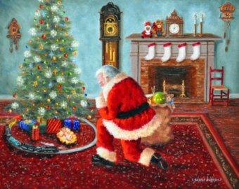 340x270 Santa And Jesus Etsy - Kneeling Santa Painting