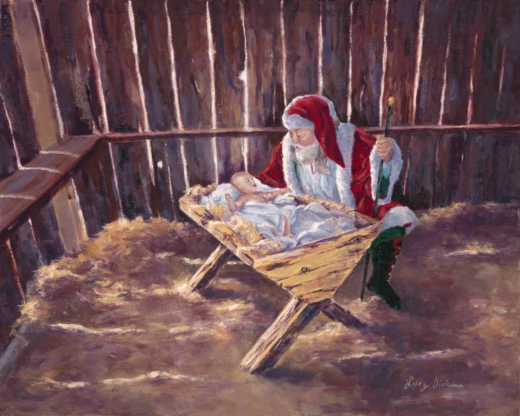 750x600 The Greatest Gift Lucy Dickens Fine Art - Kneeling Santa Painting
