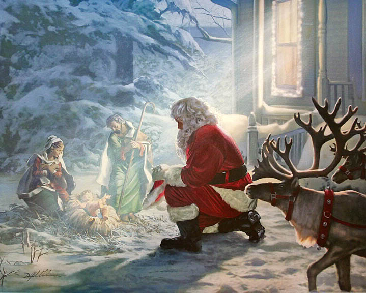 Kneeling Santa Painting at PaintingValley.com | Explore collection of ...