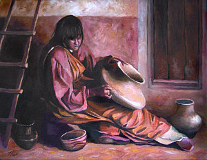 300x232 Black Santa Paintings Fine Art America - Kneeling Santa Painting