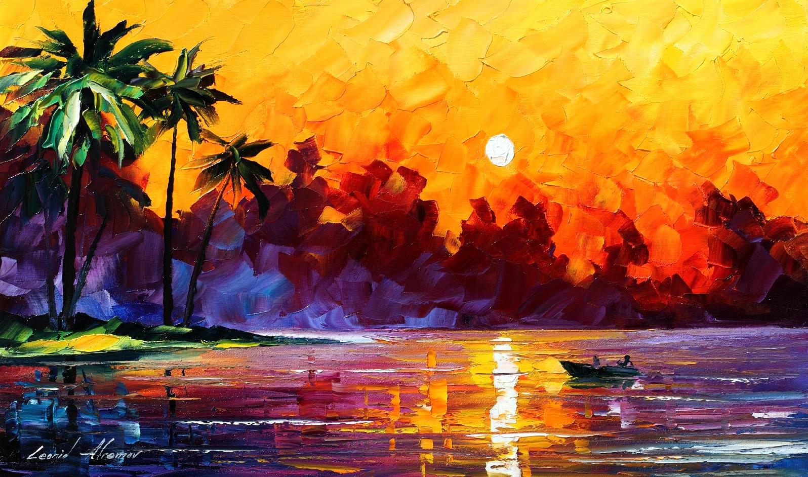 1596x942 Punta Allen ,tulum, Mexico Palette Knife Oil Painting On Canvas - Knife Oil Painting