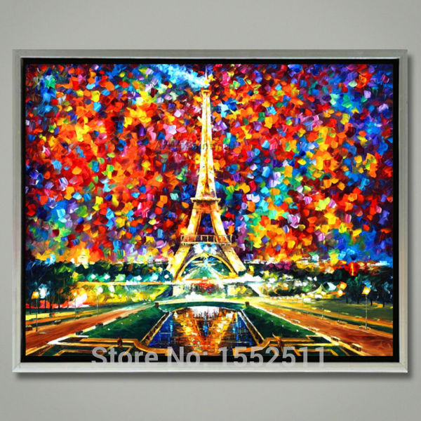 600x600 Paris Street Scene Oil Painting Palette Knife Oil Painting Art - Knife Oil Painting