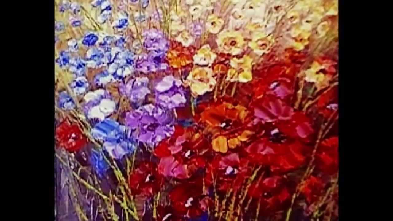 1280x720 Paint Flowers With Palette Knife Techniques Demonstration Video By - Knife Painting Flowers