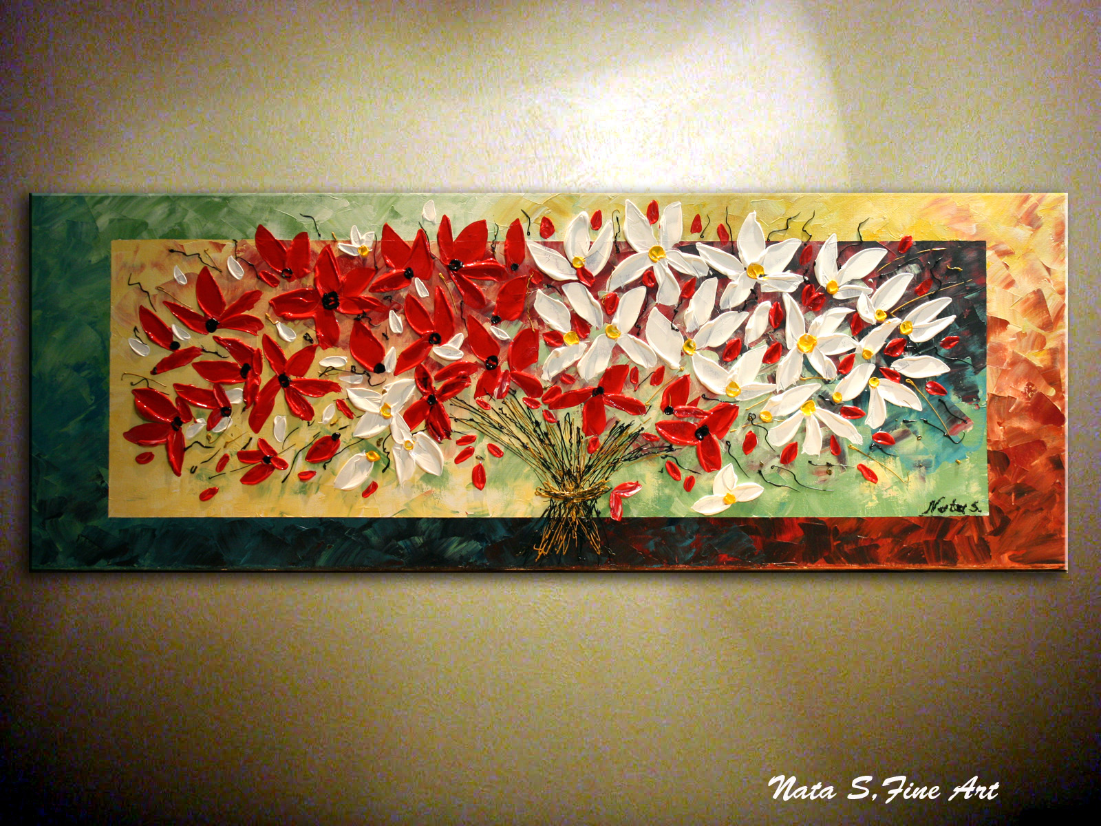 1600x1200 Paintings For Sale Abstract Bouquet Painting Modern Flower - Knife Painting Flowers