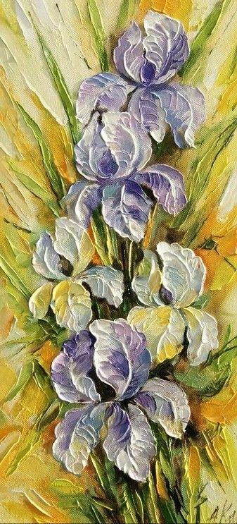 337x743 Pin By Naomi Lafave On Acrylic Painting Paintings - Knife Painting Flowers