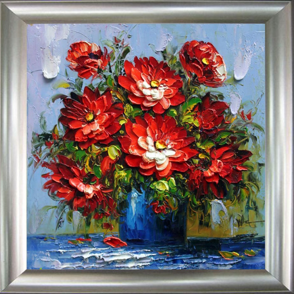 1000x1000 Handmade Painting, Abstract Palette Knife Painting Flowers Home - Knife Painting Flowers