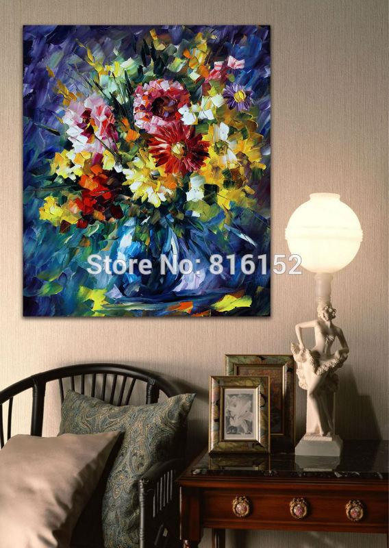 568x800 Colorful Flowers Bouquet In Vase Palette Knife Painting Wall Art - Knife Painting Flowers