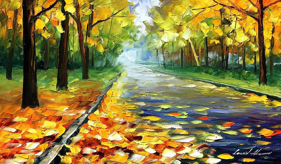 900x527 November Alley - Knife Painting Landscape
