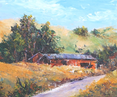 405x336 Palette Knife Painting Building In A Landscape Evantart - Knife Painting Landscape