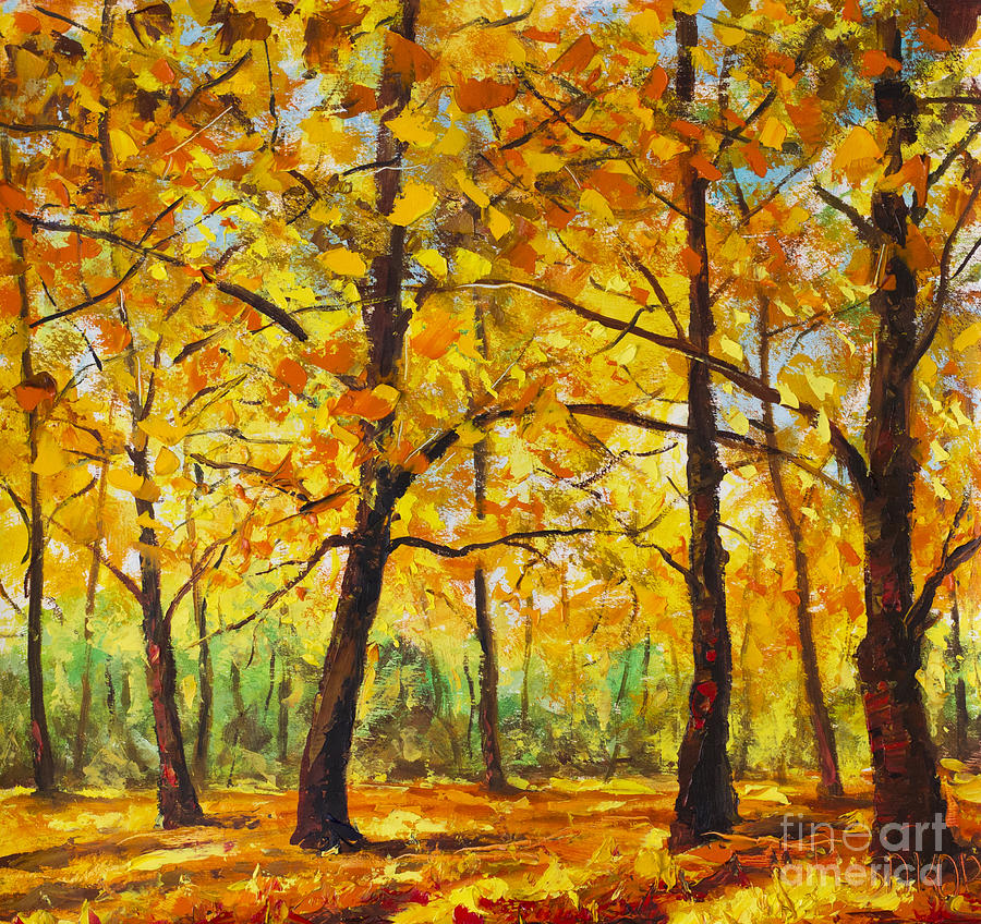 900x848 Sunny Autumn Park Palette Knife Oil Painting On Landscape By - Knife Painting Landscape