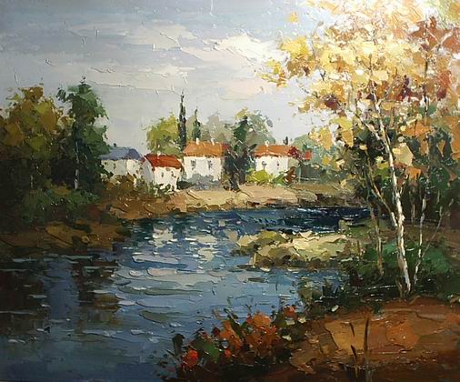 506x420 Biogeocenose Painting, A Palette Knife Paintings Reproduction - Knife Painting Landscape