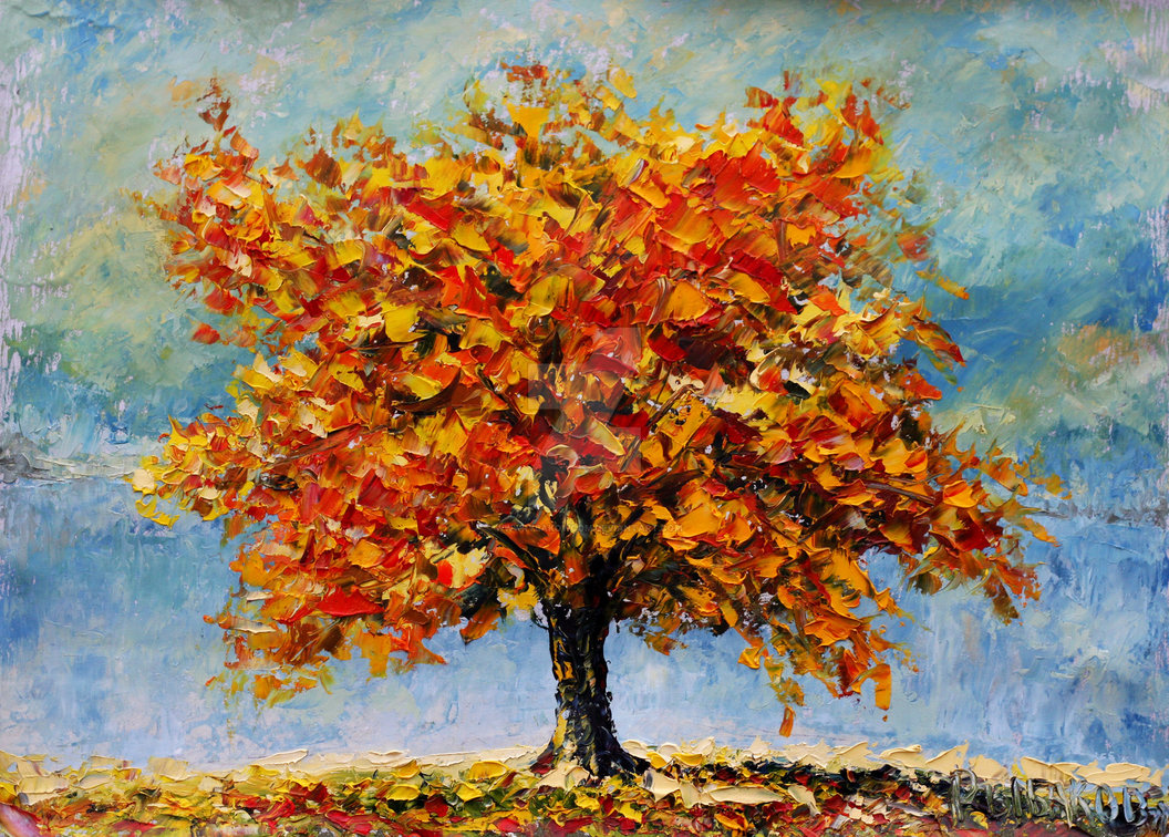 1056x756 Autumn Landscape Palette Knife Painting Available By Wwwrybakowcom - Knife Painting Landscape