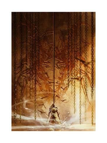 366x488 Knight Standing In Front Of The Huge Gate,digital Painting - Knight Digital Painting