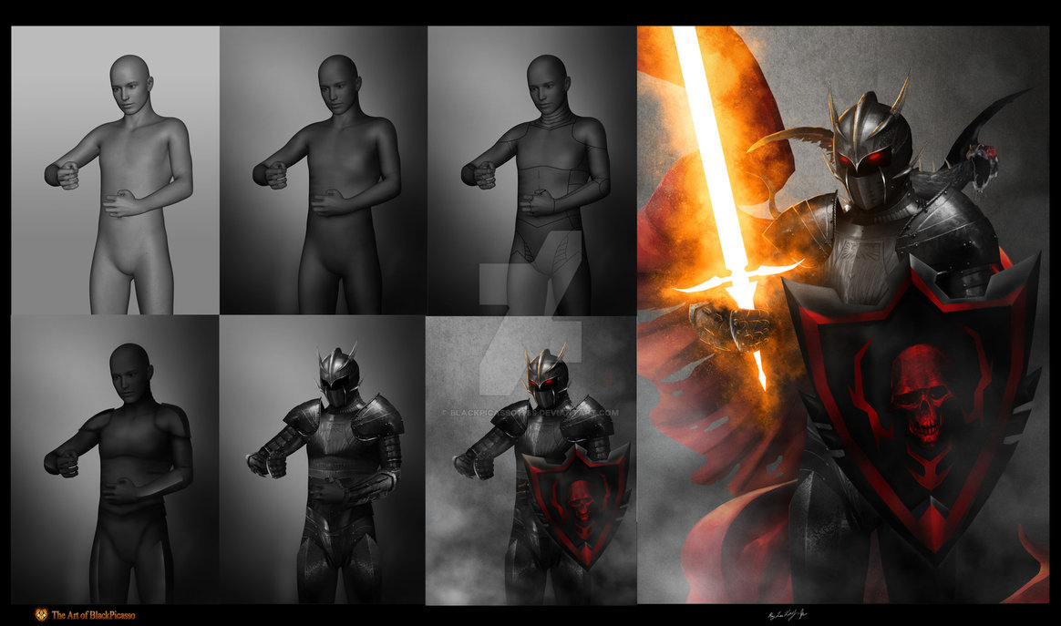 1164x687 Black Chaos Knight Step By Step By Blackpicasso1989 - Knight Digital Painting
