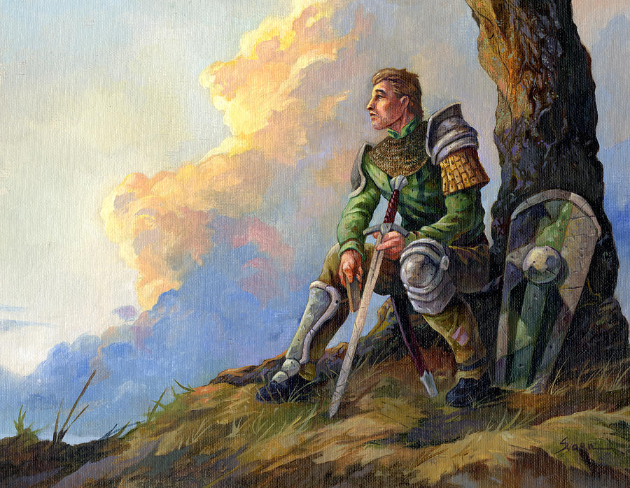 900x698 Pensive Knight Painting By Storn Cook - Knight Painting