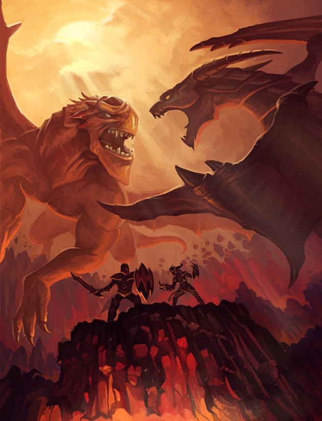 630x824 Chillout Shyvana Vs. Dragon Knight - Knight Vs Dragon Painting