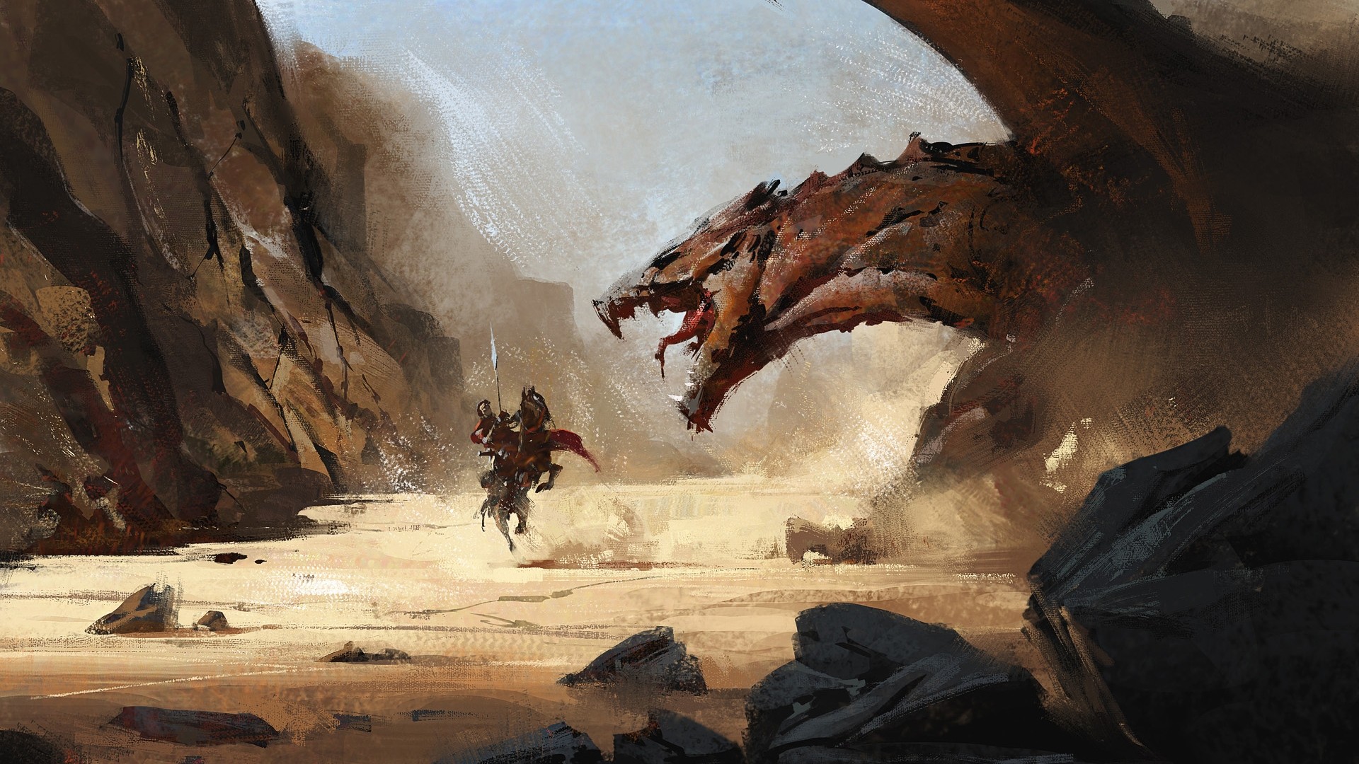 Knight Vs Dragon Painting at PaintingValley.com | Explore collection of ...