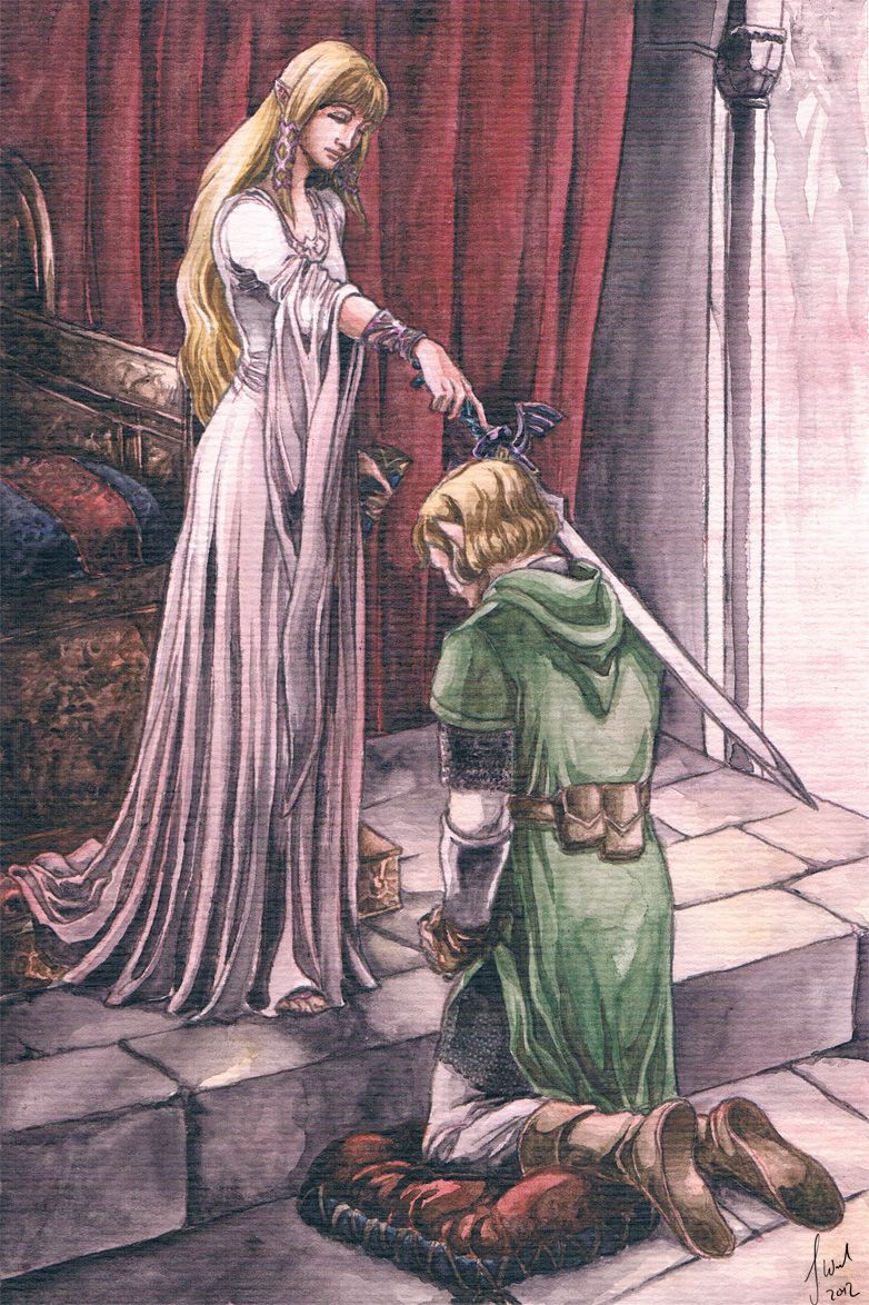 782x1174 Link's Knighting By Toradh I Have The Original Of This Painting - Knighting Painting