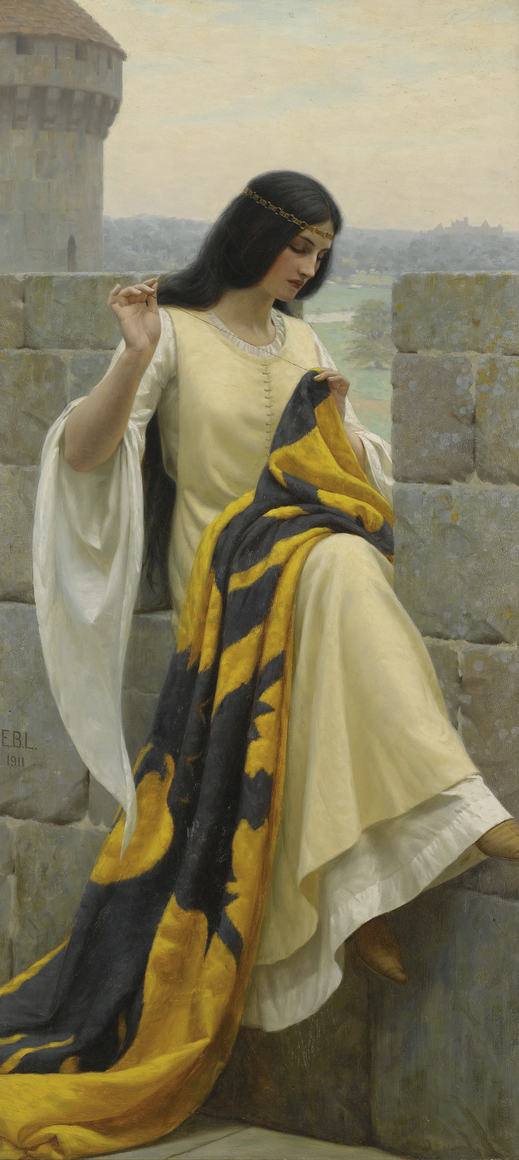 1792x4000 Edmund Leighton - Knighting Painting
