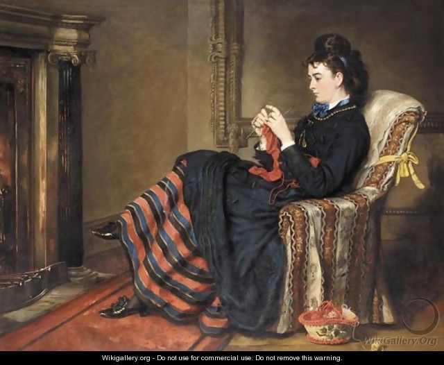 640x526 The 614 Best 19th Century Paintings Amp Art Images - Knitting Painting