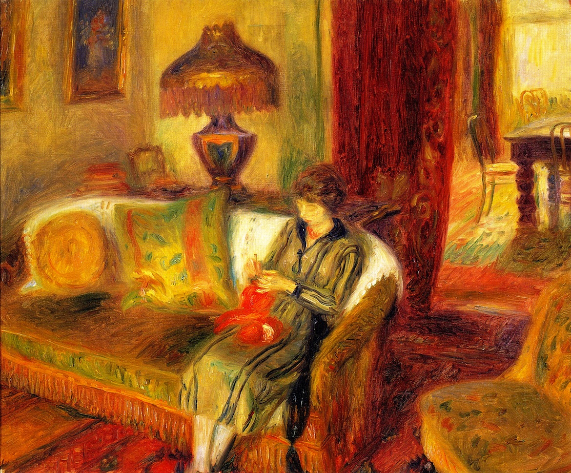 1170x969 The Artist's Wife Knitting Painting William James Glackens Oil - Knitting Painting