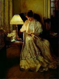 236x314 Woman Knitting Painting - Knitting Painting