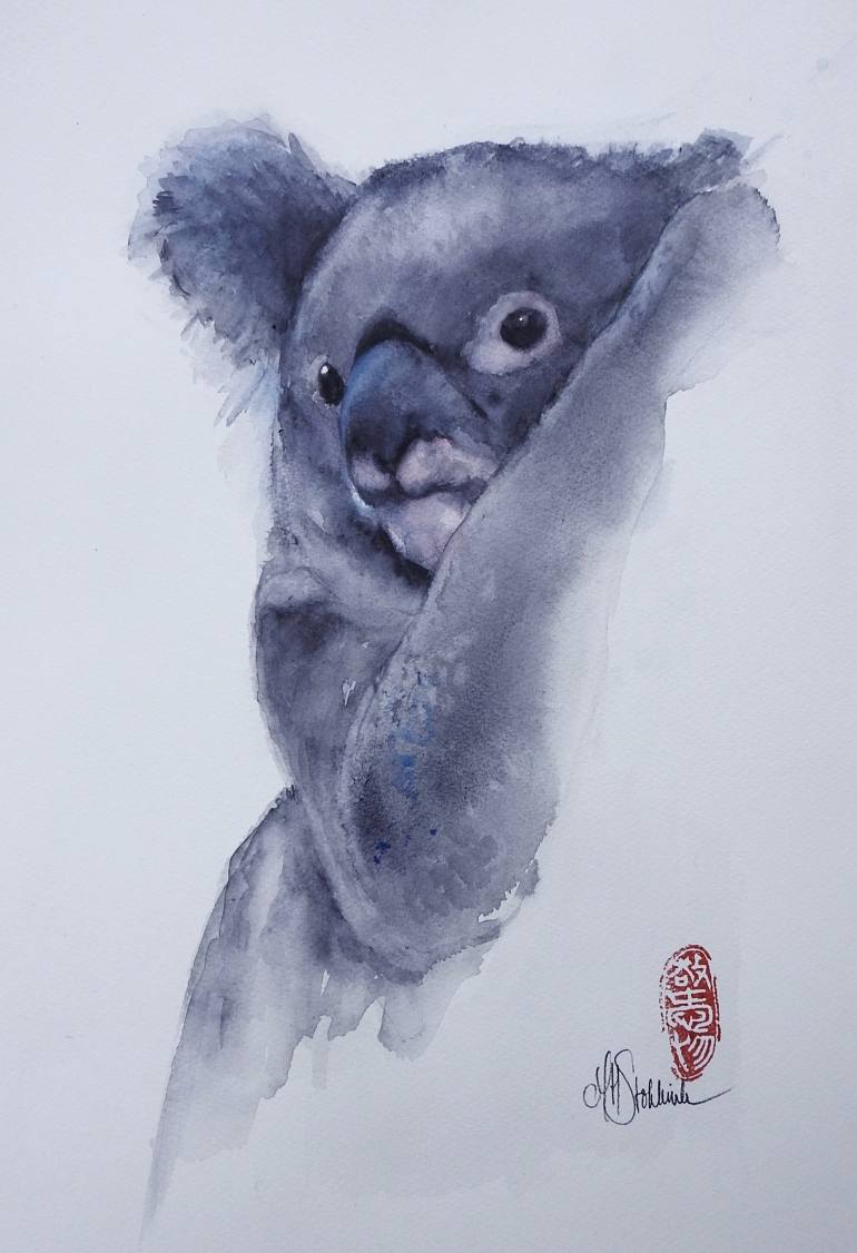 770x1126 Saatchi Art Koala Bear Painting By Marie Helene Stokkink - Koala Bear Painting