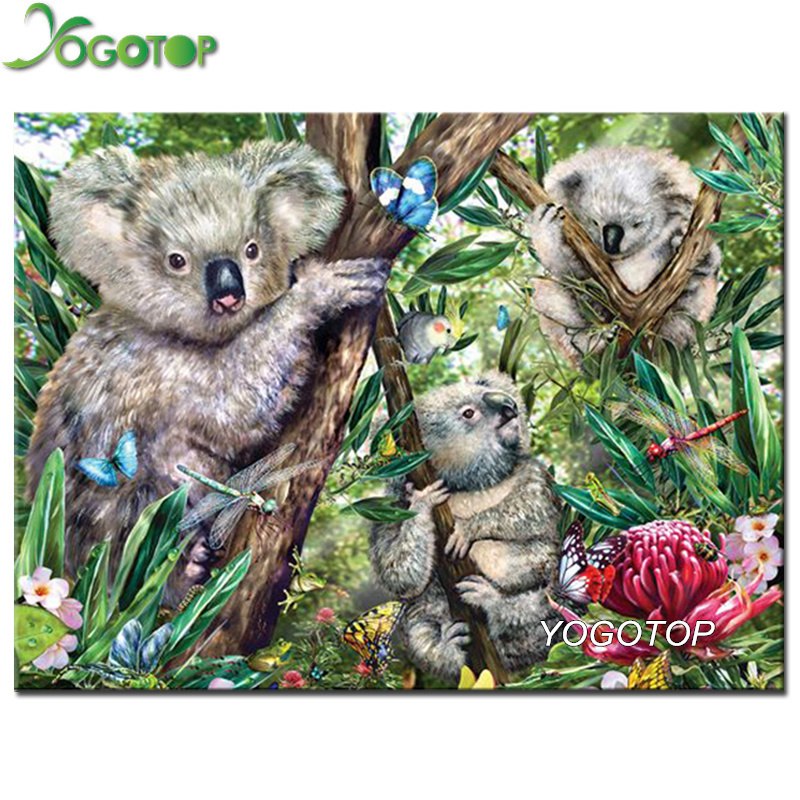 800x800 Yogotop Diy 5d Diamond Embroidery Diamond Mosaic Koala Bear Square - Koala Bear Painting