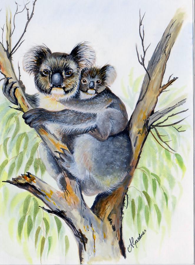 662x900 Koala And Baby Painting By Anne Gardner - Koala Painting