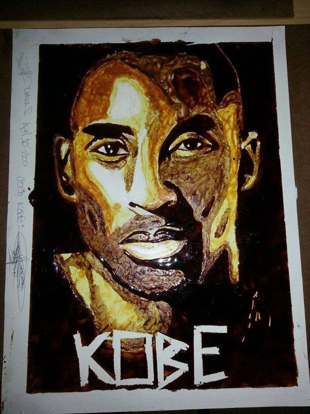 612x816 Kobe Bryant Painting Made With Chocolate Syrup And Mustard - Kobe Painting