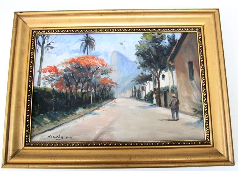 800x577 Signed Koenig Rio Village Landscape Painting - Koenig Painting