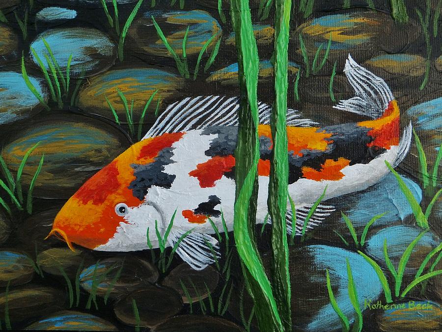 900x675 Koi Fish Painting By Katherine Young Beck - Koi Fish In Pond Painting