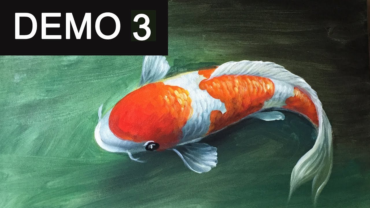 1280x720 Paint Koi Fish With Acrylic On Canvas Demo 3 - Koi Fish In Pond Painting