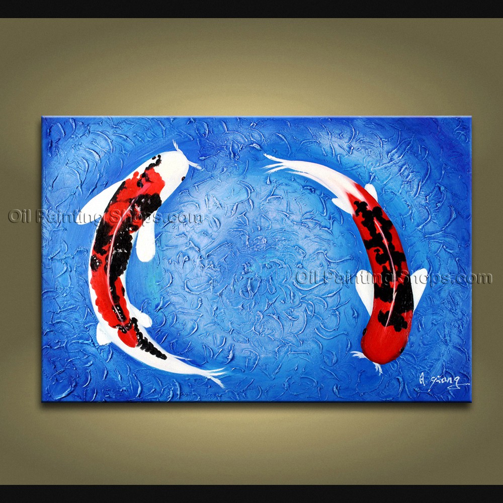 1000x1000 Beautiful Feng Shui Zen Art Contemporary Painting Koi Fish Oil - Koi Fish Oil Painting