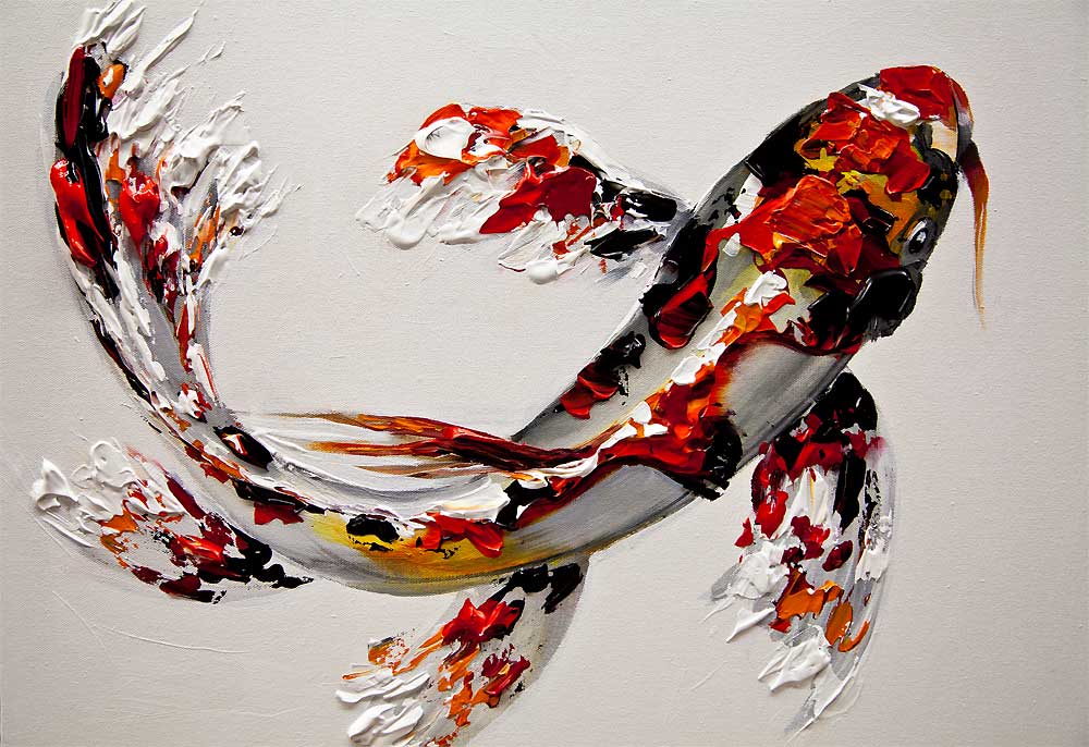 1000x686 Painting - Koi Fish Painting