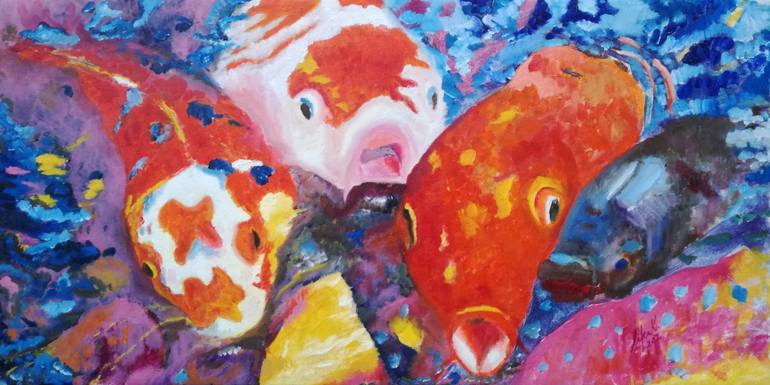 770x385 Saatchi Art Koi Fish Painting By Nika Korsic - Koi Fish Painting