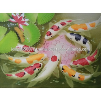 350x350 Handmade Realistic Koi Fish Playing Painting On Canvas Modern - Koi Fish Painting On Canvas
