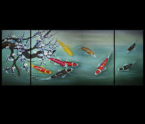 300x257 Japanese Koi Fish Painting Modern Wall Art Paintings Giclee Prints - Koi Fish Painting On Canvas