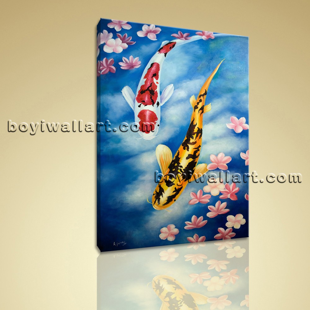 1000x1000 Large Giclee Prints On Canvas Feng Shui Zen Wall Art Koi Fish - Koi Fish Painting On Canvas