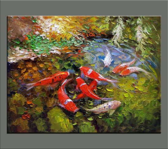 550x486 China Modern Handmade Koi Fish Painting On Canvas For Wholesale - Koi Fish Painting On Canvas