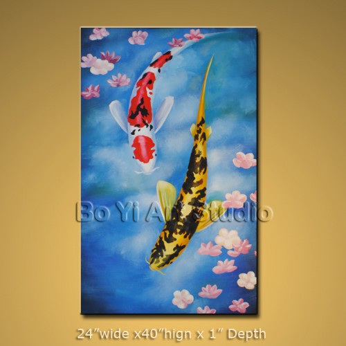 500x500 Contemporary Oil Painting Home Decor Wall Art On Canvas Koi Fish - Koi Fish Painting On Canvas