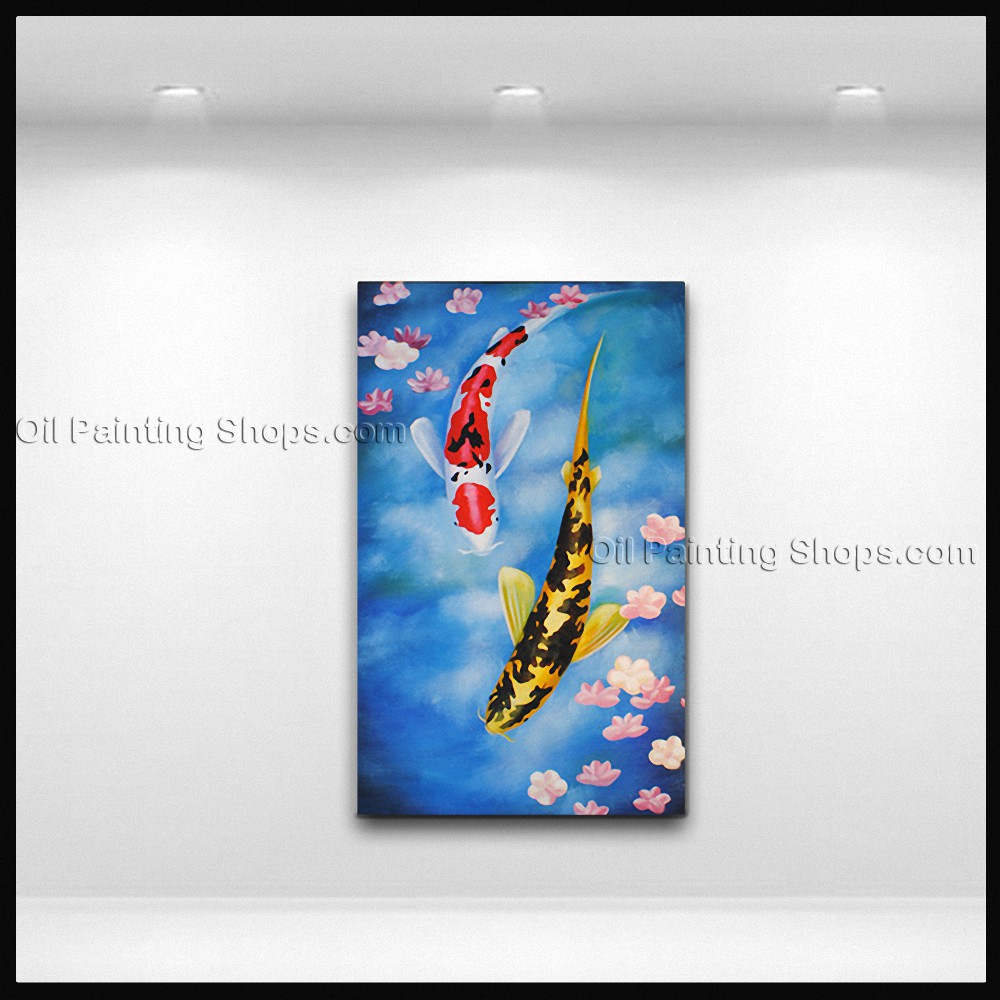 1000x1000 Elegant Feng Shui Zen Art Contemporary Painting Koi Fish Oil On Canvas - Koi Fish Painting On Canvas