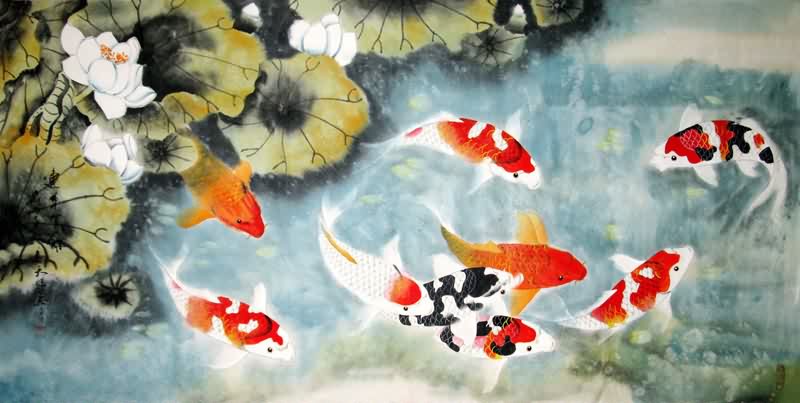 800x403 Chinese Koi Fish Painting 0 2381003, 66cm X X - Koi Fish Painting Watercolor