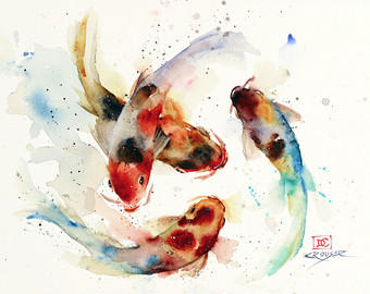 340x270 Items Similar To Goldfish Painting. Koi Fish Art. Orange Koi - Koi Fish Painting Watercolor