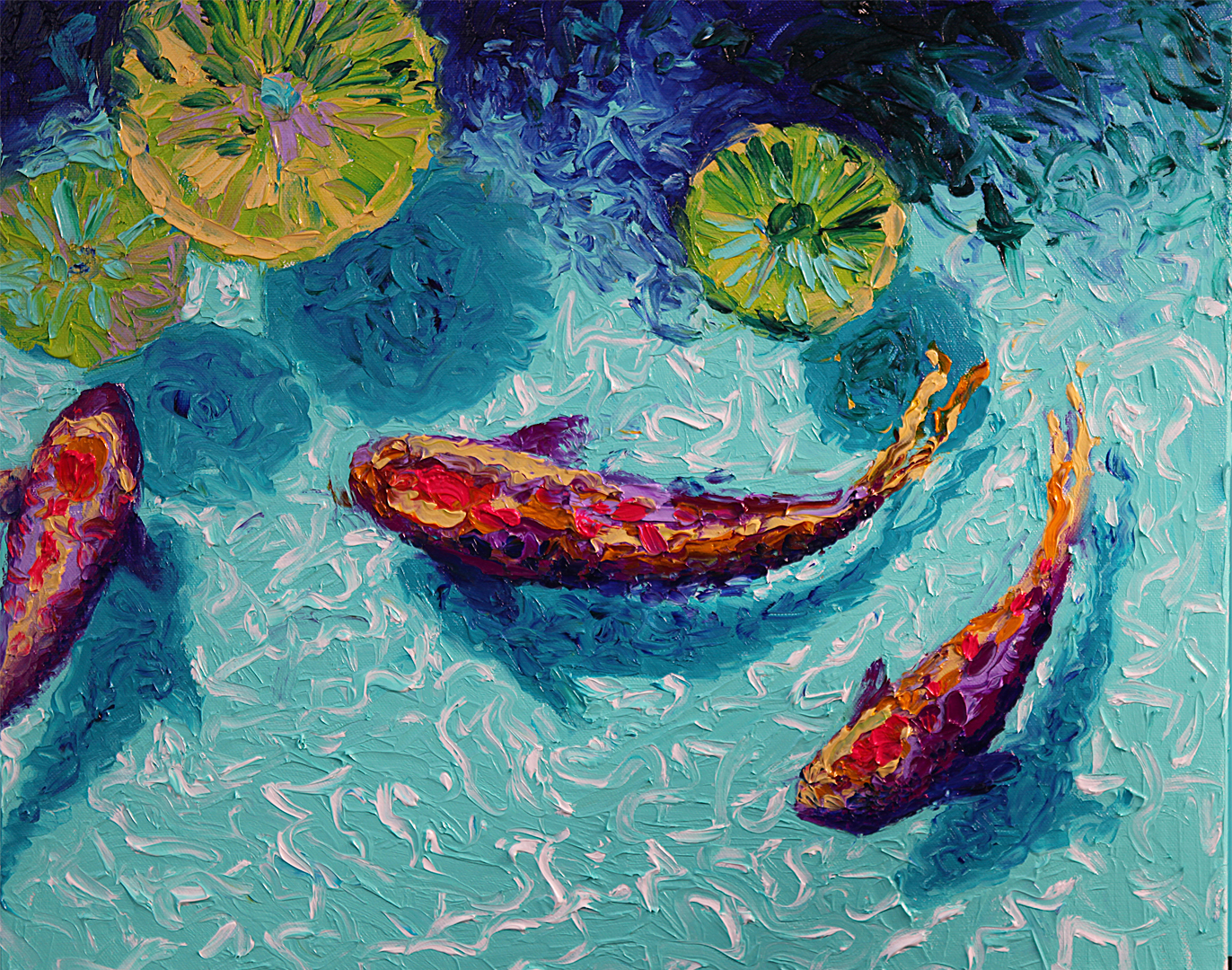 1372x1080 Free Video Instruction Finger Painting With Oils Iris Scott - Koi Oil Painting