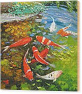 163x186 Palette Knife Oil Painting Koi Fish Art Print By Enxu Zhou - Koi Oil Painting