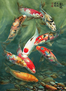 220x300 Gifts Art Wall Hd Printed Feng Shui Fish Koi Oil Painting - Koi Oil Painting