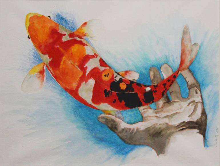 770x581 Saatchi Art Koi Painting By Marijke Vanwezer - Koi Painting